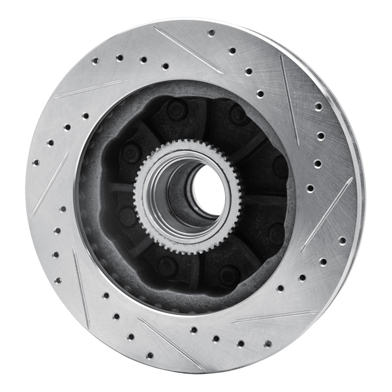 Chevrolet Suburban 2500 Brake Rotor (1) - Front Left - R1 Concepts - Drilled & Slotted - Silver - `92-`02